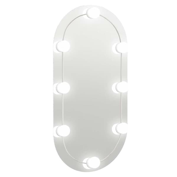 Spegel med LED-lampor 80x40 cm glas oval