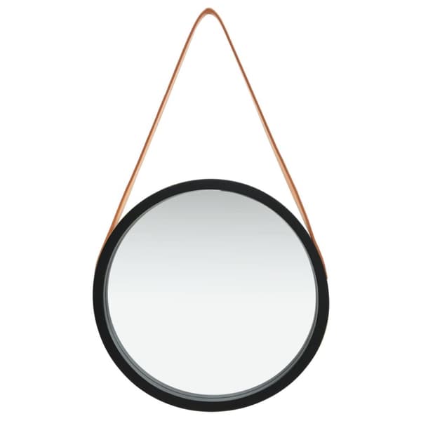 Väggspegel med rem 40 cm svart