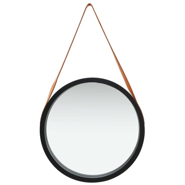 Väggspegel med rem 50 cm svart