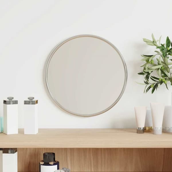 Väggspegel silver Ø 20 cm rund