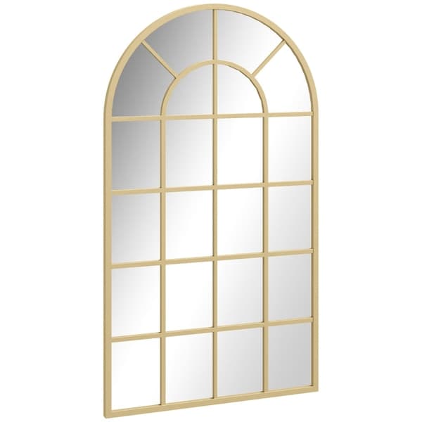Rootz forgyldt vægspejl - dekorativt frakkespejl - buet vinduesramme - visuel forstørrelse - brudsikkert glas - 65 cm x 2,5 cm x 110 cm