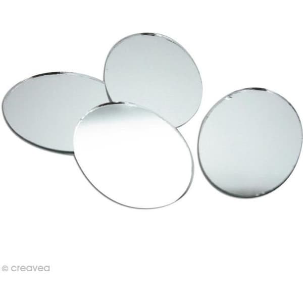 Oval spegel - DTM - 50 x 37 mm - Set om 4 - Grå - Glas - Inredning
