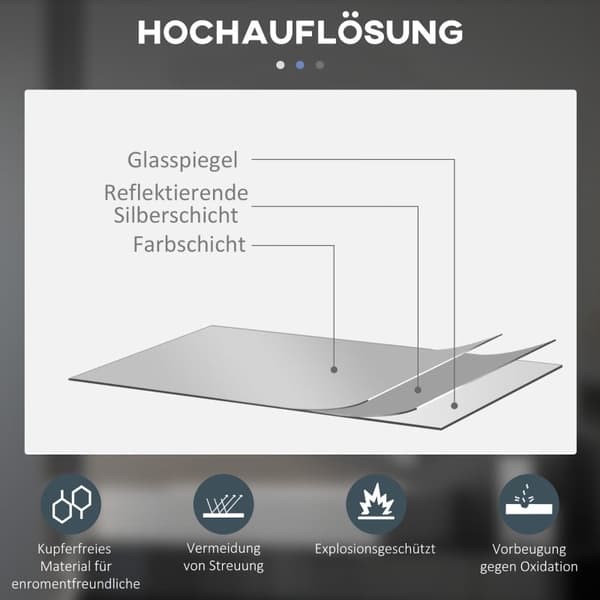 Rootz rundt LED badeværelsesspejl - Vægspejl - Baggrundsbelyst spejl - Justerbar lysstyrke - Anti-dug - Touch Switch - 70 cm x 70 cm x 3,5 cm