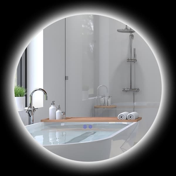 Rootz rundt LED badeværelsesspejl - Vægspejl - Baggrundsbelyst spejl - Justerbar lysstyrke - Anti-dug - Touch Switch - 70 cm x 70 cm x 3,5 cm
