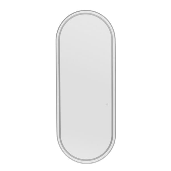 physa - Frisörspegel - LED-belysning - Extra platt - Oval - Silver - 180 x 70 cm