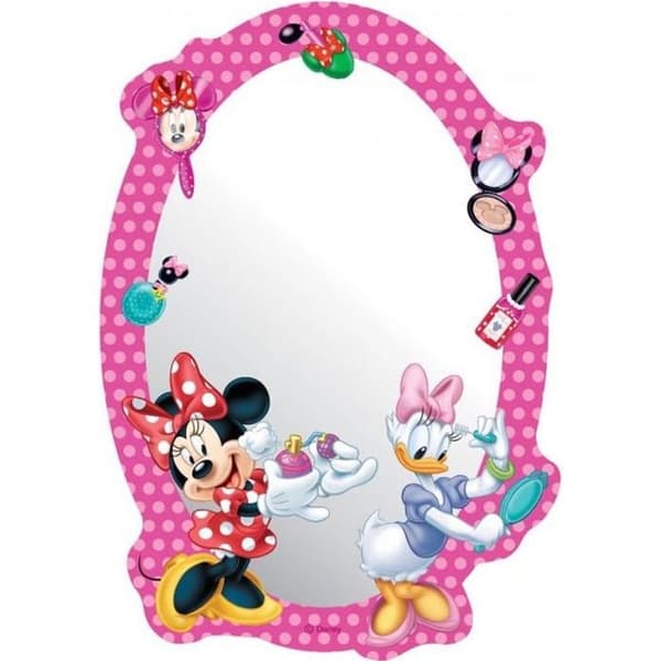 Spegel - Disney - Minnie &amp; Daisy - 15x21,5 cm - Rosa/Lila - Självhäftande fästen ingår