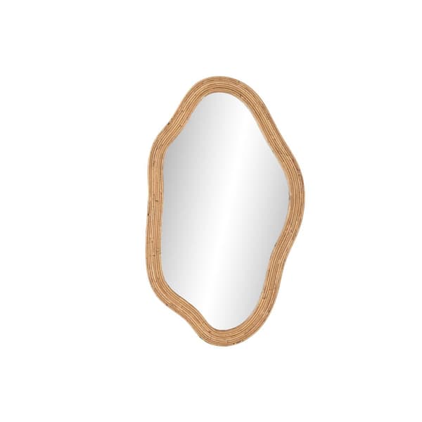 Väggspegel Home ESPRIT Naturell Glas Rattan Urban 71 x 2,5 x 120,5 cm