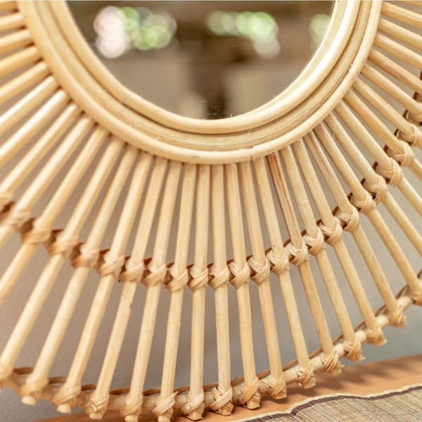 Rootz pyöreä rottinkipeili 58 cm | Käsintehty Boho seinäpeili BUMI