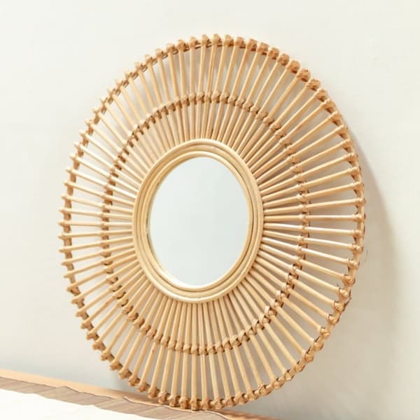 Rootz pyöreä rottinkipeili 58 cm | Käsintehty Boho seinäpeili BUMI