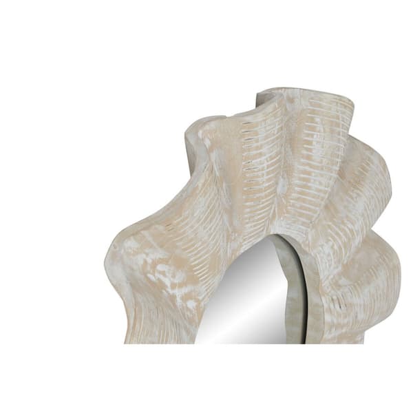 Veggspeil Home ESPRIT Hvit Strippet ned Gravering 76 x 7 x 76 cm