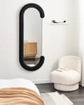 Miniatyrbilde 2 av 7: Veggspeil Svart MDF-ramme Glass 54 x 158 cm Uregelmessig Form Dekorativt Veggmontert Aksentstykke Moderne Stil
