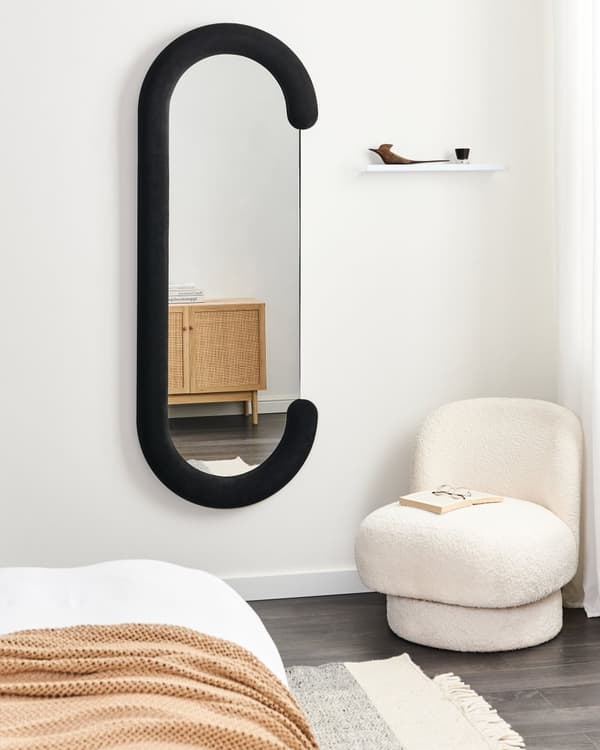 Veggspeil Svart MDF-ramme Glass 54 x 158 cm Uregelmessig Form Dekorativt Veggmontert Aksentstykke Moderne Stil