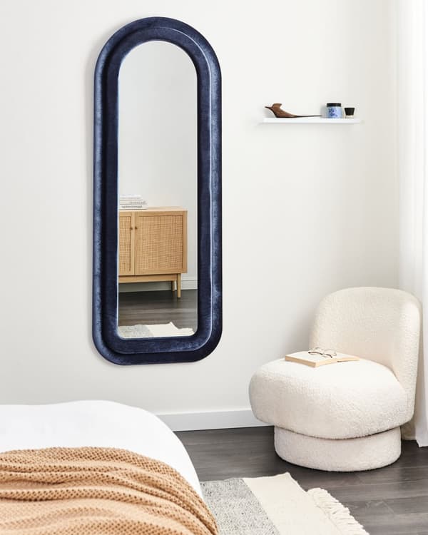 Veggspeil Mørkeblå MDF-ramme Glass 60 x 160 cm Uregelmessig form Dekorativt veggmontert aksentstykke Moderne stil