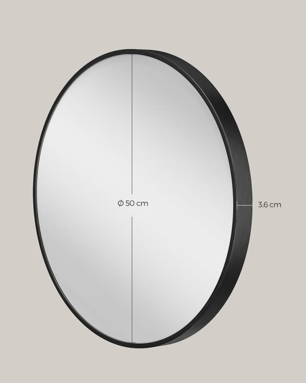 Badeværelse spejl - Ø 50 cm - metalramme