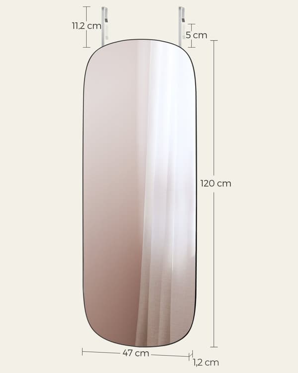 Väggspegel - Bented Corner - Framless - Svart