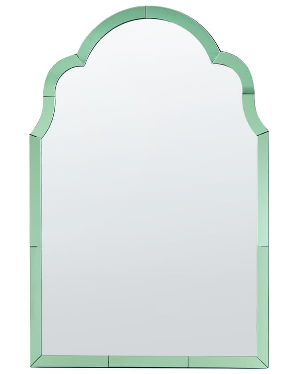 Veggspeil Grønn Glass MDF 60 x 89 cm Buet ramme Art Deco-stil Dekor Interiør