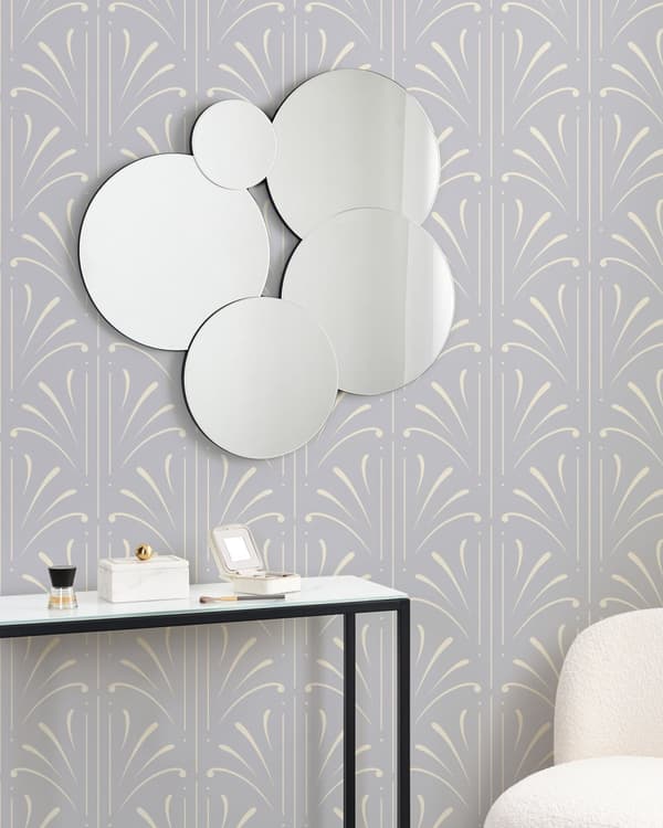 Veggspeil Sølv Glass MDF 80 x 82 cm Runde former Uten ramme Moderne stil Dekor Interiør Speil