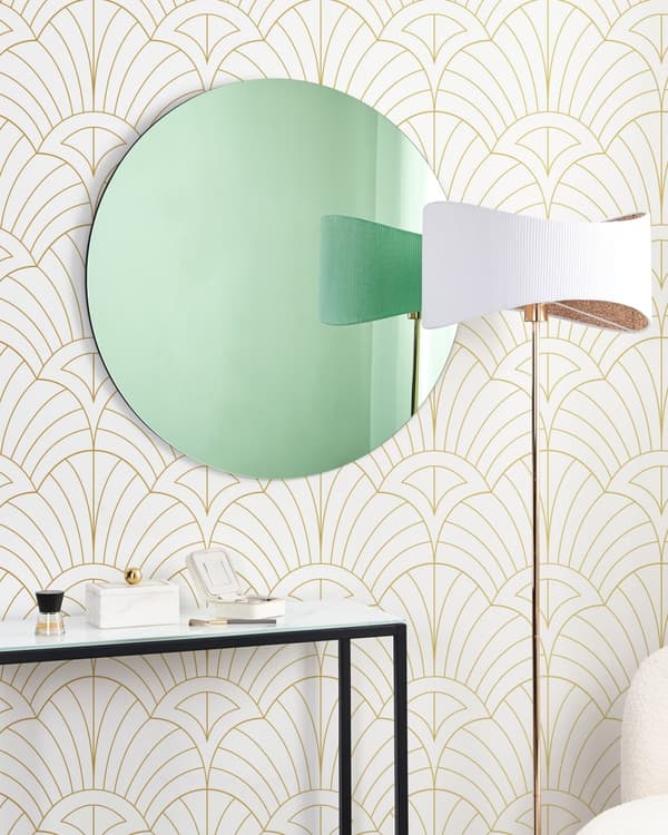 Veggspeil Grønt Glass og MDF 80 cm Rundt Moderne Veggdekorasjon