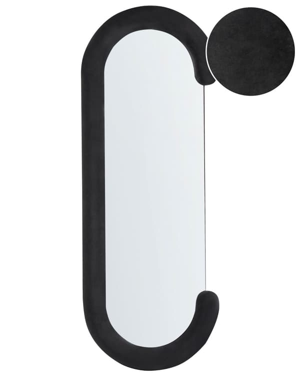 Väggspegel Svart MDF Ram Glas 54 x 158 cm Oregelbunden Form Dekorativ Väggmonterad Accent Stycke Modern Stil