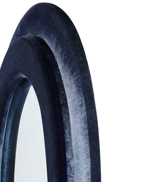 Väggspegel Mörkblå MDF Ram Glas 60 x 160 cm Oregelbunden Form Dekorativ Väggmonterad Accent Stycke Modern Stil