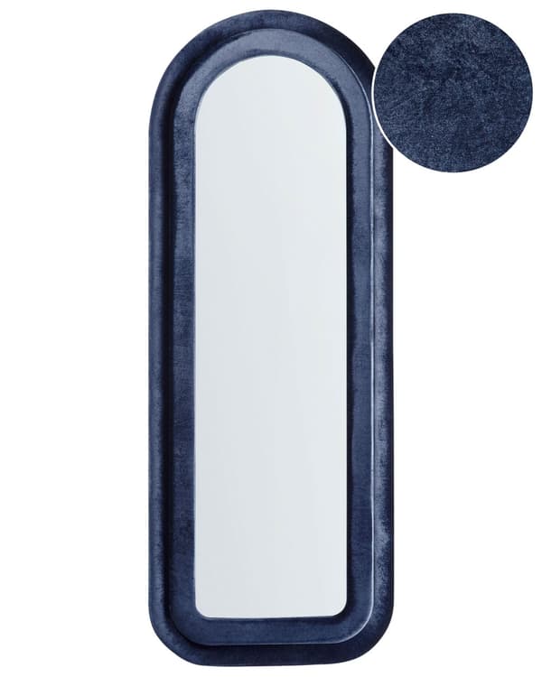 Väggspegel Mörkblå MDF Ram Glas 60 x 160 cm Oregelbunden Form Dekorativ Väggmonterad Accent Stycke Modern Stil
