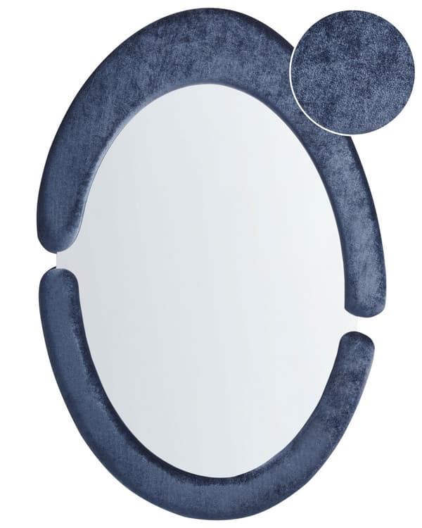 Väggspegel Mörkblå MDF Ram Glas 53 x 89 cm Oregelbunden Form Dekorativ Väggmonterad Accent Stycke Modern Stil