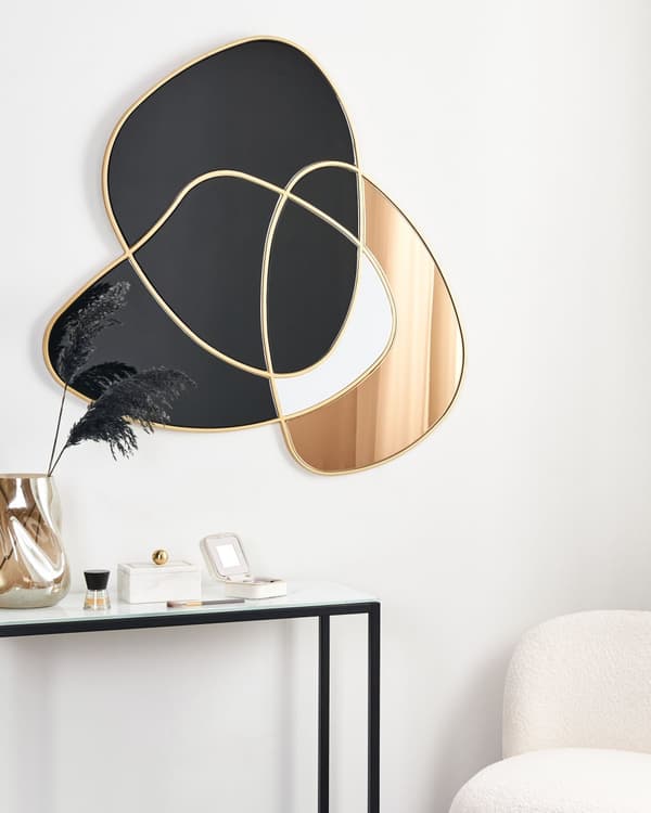 Väggspegel Svart Glas och MDF 99 x 89 cm Oregelbunden Form