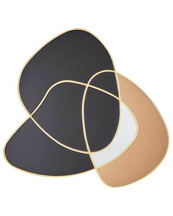 Vægspejl i sort glas og MDF 99 x 89 cm Uregelmæssig form