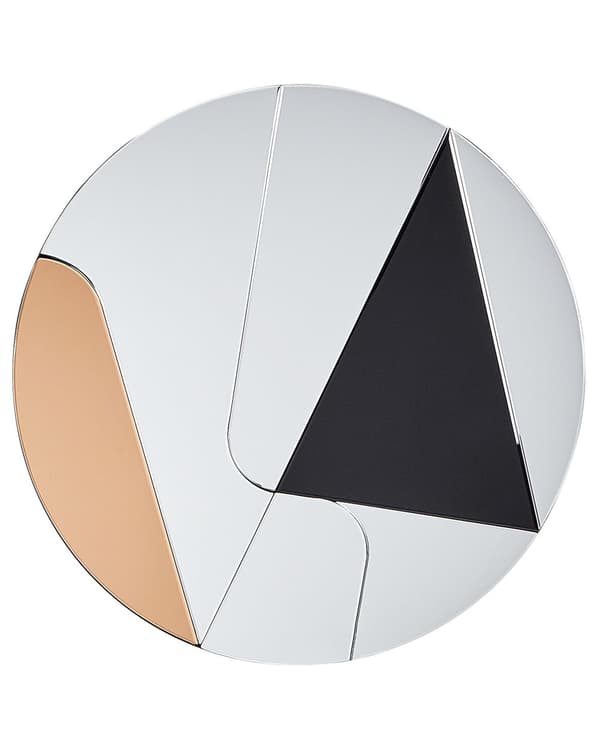 Vægspejl Sort guld Glas MDF ø 80 cm Rund form Farvet glas Ingen ramme Abstrakt stil Indretning Spejl