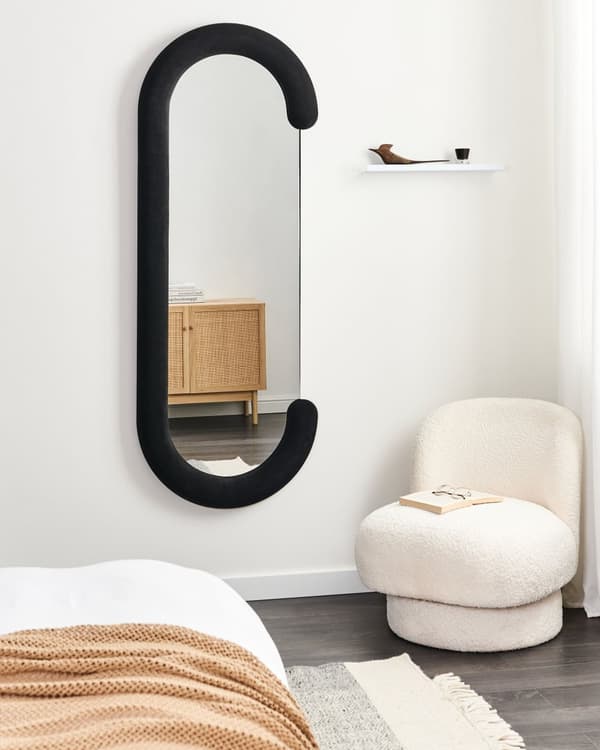 Vægspejl Sort MDF-ramme Glas 54 x 158 cm Uregelmæssig form Dekorativt vægmonteret accentstykke Moderne stil