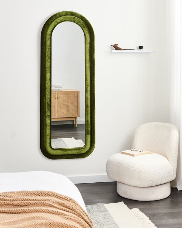 Vægspejl mørkeblå MDF-ramme glas 60 x 160 cm uregelmæssig form moderne stil dekorativ hængende dekoration