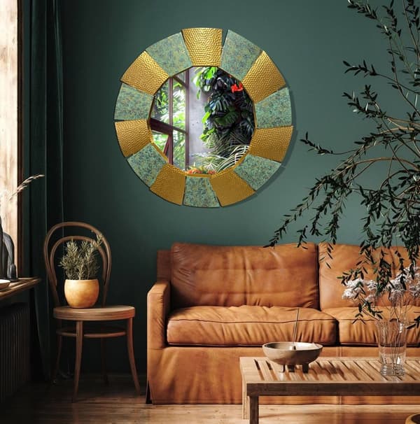 Rootz vægspejl - Moderne spejl - Dekorativt spejl - Unikt håndlavet design - 63 cm x 63 cm x 4 cm