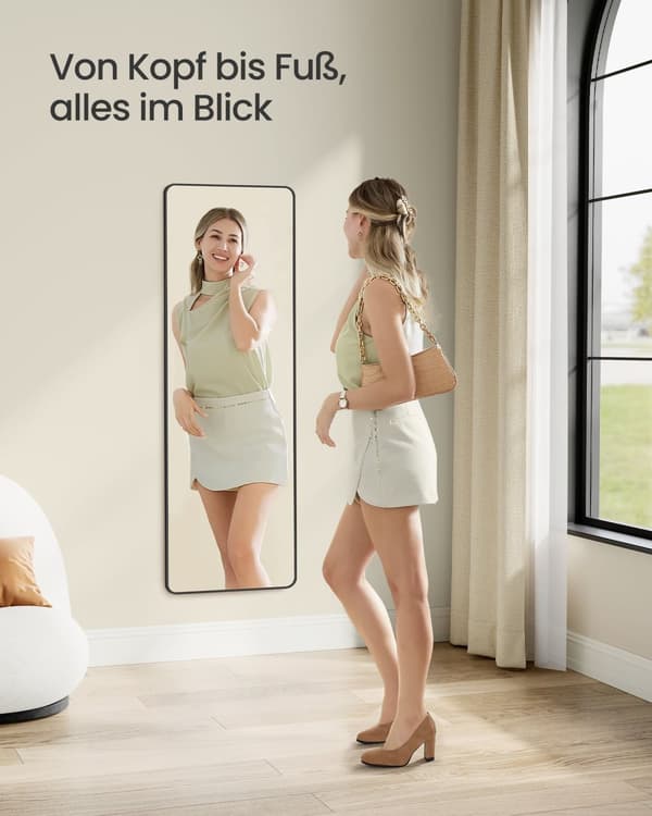Pass Mirror 120 x 40 cm rektangulärt bläck -svart