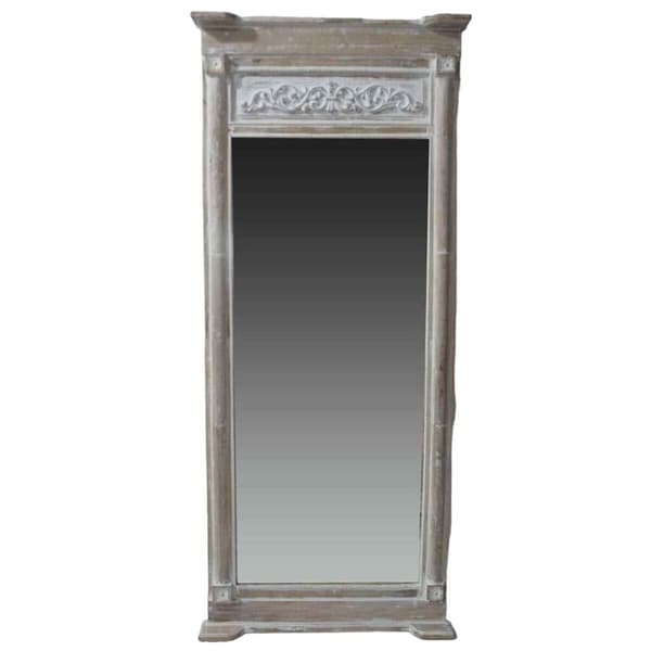 Vægspejl Home ESPRIT Hvid Natur Romantisk 87,6 x 9,5 x 203 cm