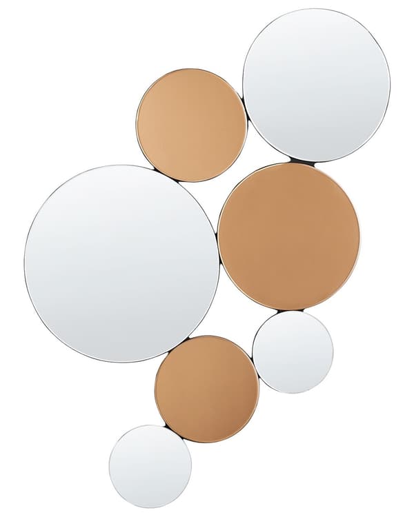 Väggspegel Koppar- och Silver Glas och MDF 57 x 90 cm Organisk Rund Form Modern Stil Vardagsrum Hall