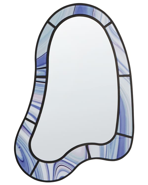 Väggspegel Violett MDF Ram Glas 49 x 83 cm Organsik Form Modern Stil Vardagsrum Hall