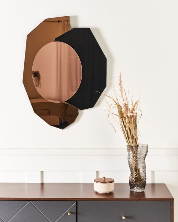 Väggspegel Roséguld Glas och MDF 62 x 80 cm Organisk Rund form Modern stil Vardagsrum Hall