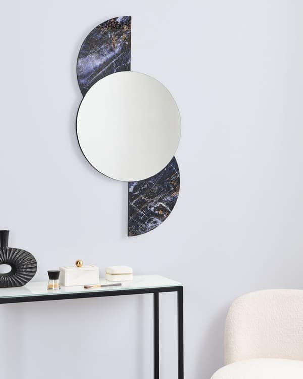 Väggspegel Violett och Silver Glas och MDF 50 x 100 cm Oregelbunden Rund Form Modern Stil Vardagsrum Hall