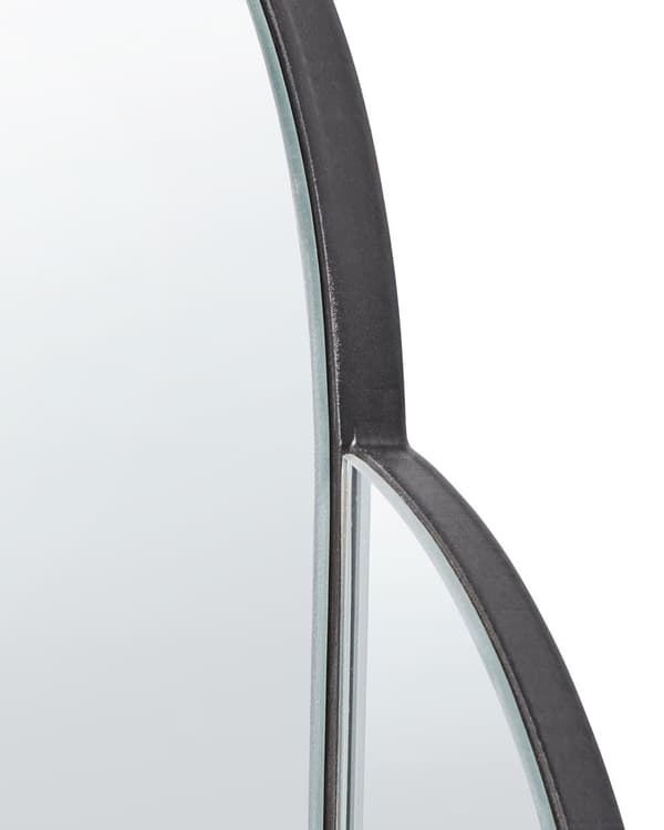 Väggspegel Blå och Silver Glas och MDF 60 x 80 cm Organisk Rund Form Modern Stil Vardagsrum Hall