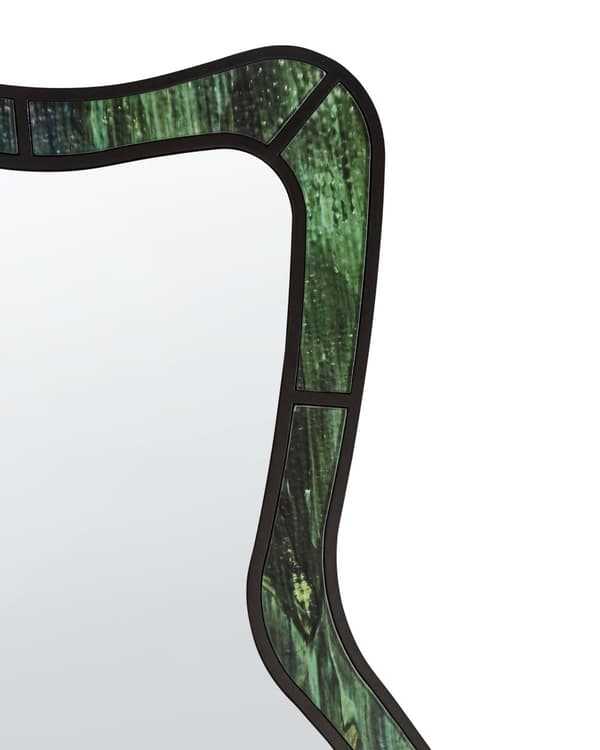 Veggspeil Grønn MDF Glass 60 x 98 cm Uregelmessig form Dekorativ ramme Moderne stil Interiør Stue Gang