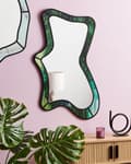 Miniatyrbilde 2 av 6: Veggspeil Grønn MDF Glass 60 x 98 cm Uregelmessig form Dekorativ ramme Moderne stil Interiør Stue Gang