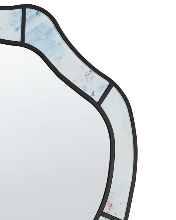 Veggspeil Lyseblå MDF Glass 64 x 86 cm Uregelmessig form Dekorativ ramme Moderne stil Interiør Stue Gang