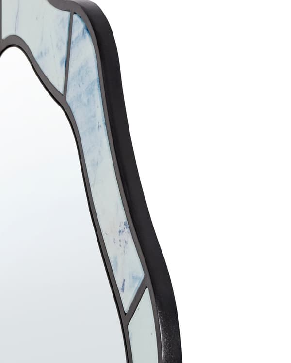 Veggspeil Lyseblå MDF Glass 64 x 86 cm Uregelmessig form Dekorativ ramme Moderne stil Interiør Stue Gang