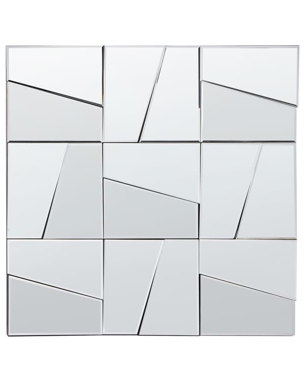 Vægspejl Glas 80 x 80 cm Dekorativ Firkantet Spejl til Væg Dekoration Krakeleret Mønster Entrespejl Moderne Design