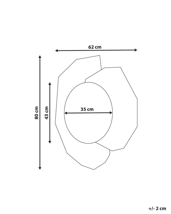 Vægspejl Rosa Guld 62 x 80 cm Dekorativ Asymmetrisk Spejl til Væg Dekoration Kantet Entrespejl Moderne Design