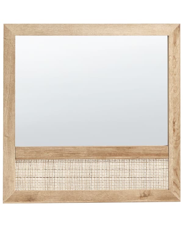 Väggspegel Ljust Trä Spånskiva Rotting 60 x 60 cm Kvadratisk Dekorativ Accent Stycke Skandinavisk Stil