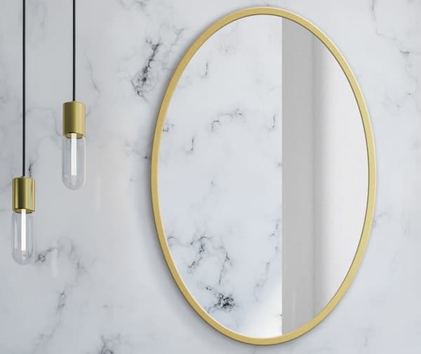 Elegant rund badrumsspegel i guld - 60 cm, hållbar metallram
