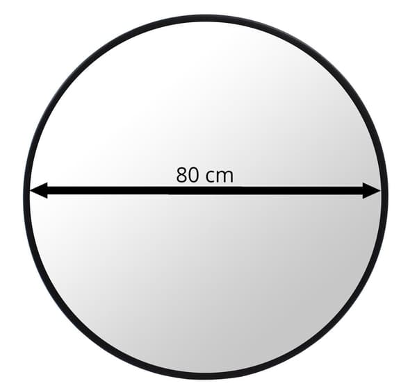Elegant Sort Rundt Spejl, 80cm, Pulverbelagt Metalramme, Ideel Til Interiørarkitekter