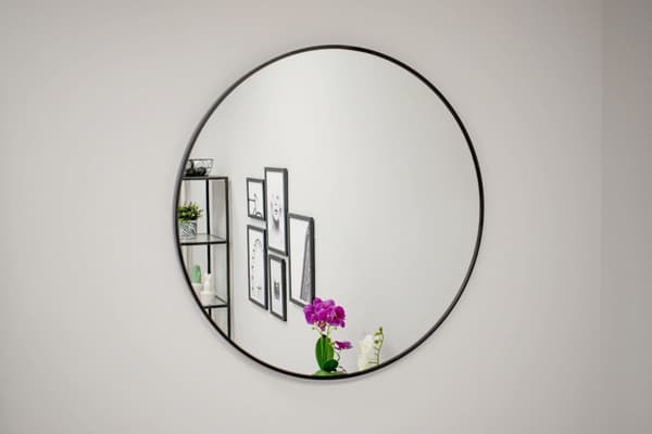 Stort Rundt Sort Ramme Spejl - 80cm Diameter, Stilfuldt & Holdbart til Moderne Hjem