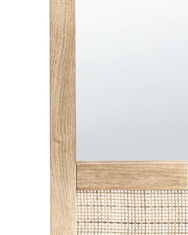 Vægspejl Light Wood Spånplade Rattan 60 x 60 cm Firkantet Dekorativt tilbehør Skandinavisk stil